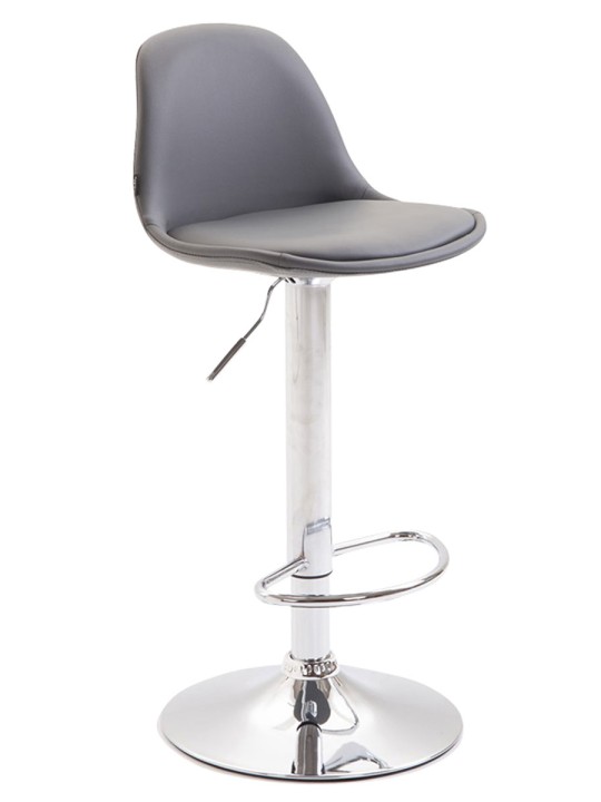 Tabouret de bar Kiel entièrement rembourré en simili cuir, gris