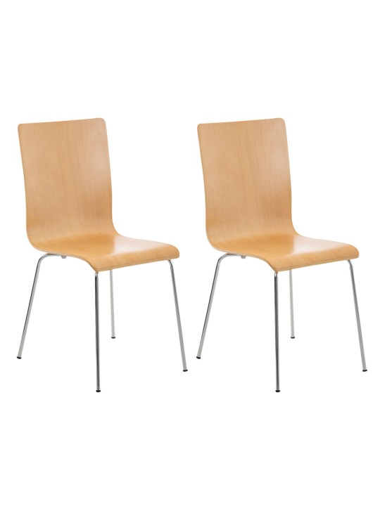 Lot de 2 chaises visiteurs Pepe, naturel