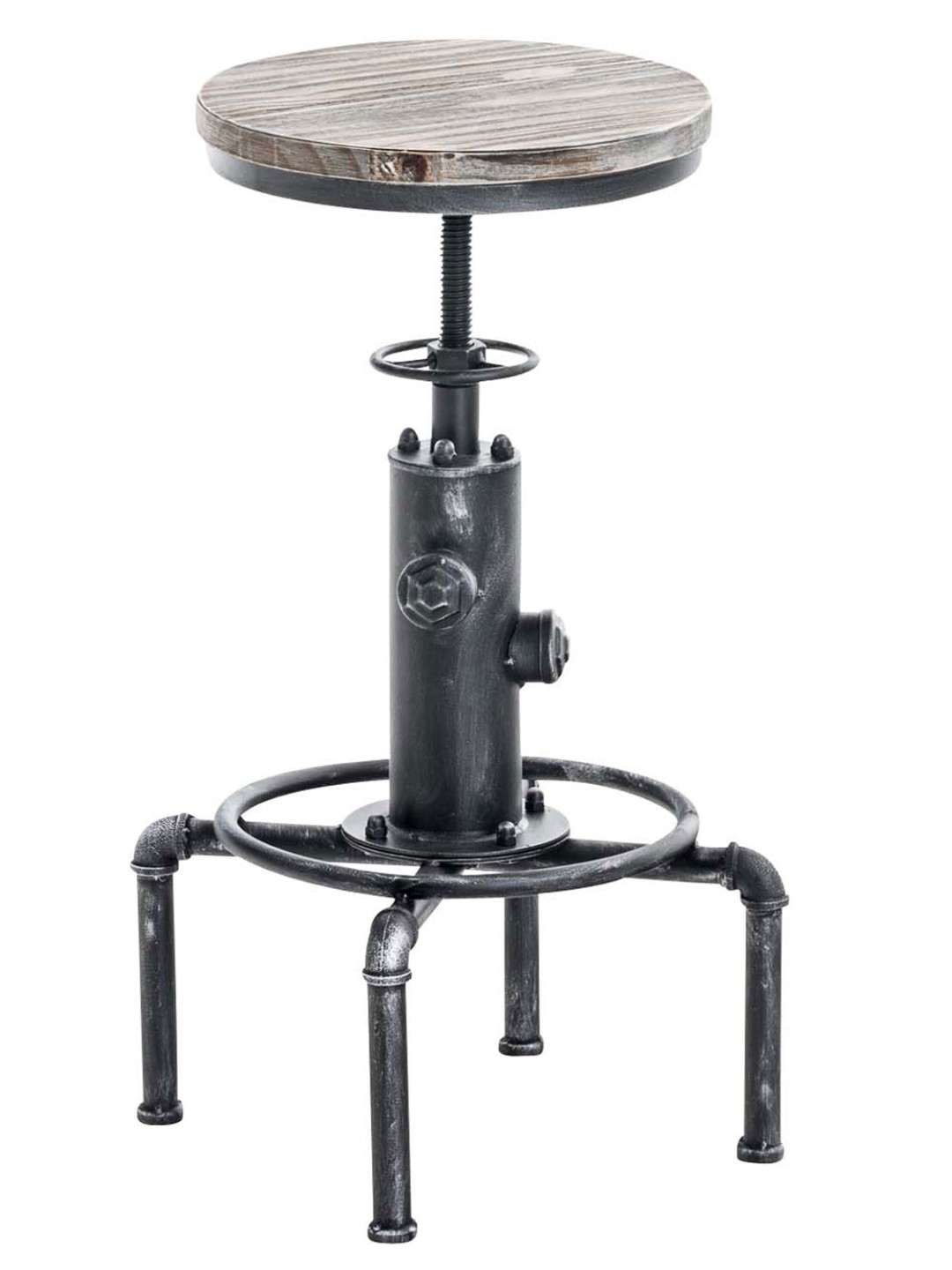 Tabouret de bar Lumos, bois, argent antique
