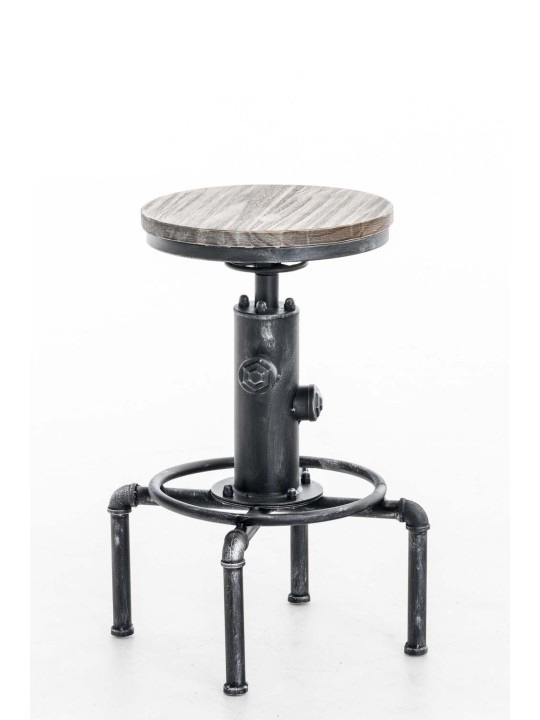 Tabouret de bar Lumos, bois, argent antique Tabouret de bar Lumos, bois, argent antique
