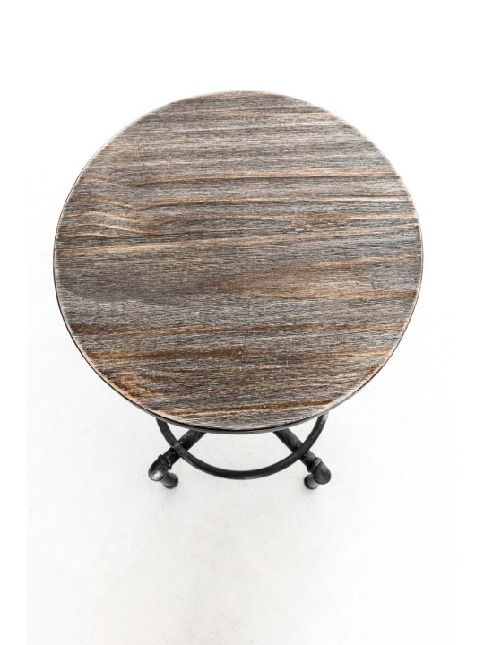Tabouret de bar Lumos, bois, argent antique Tabouret de bar Lumos, bois, argent antique