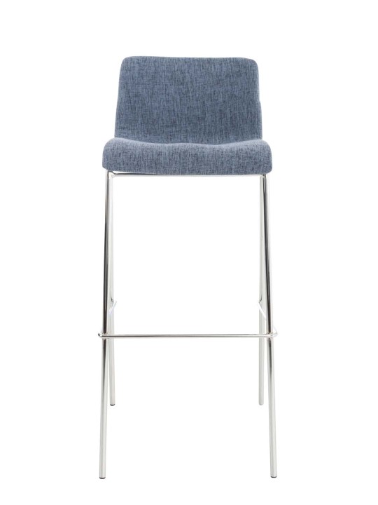 Tabouret de bar Hoover tissu 4 pieds structure chrome, bleu