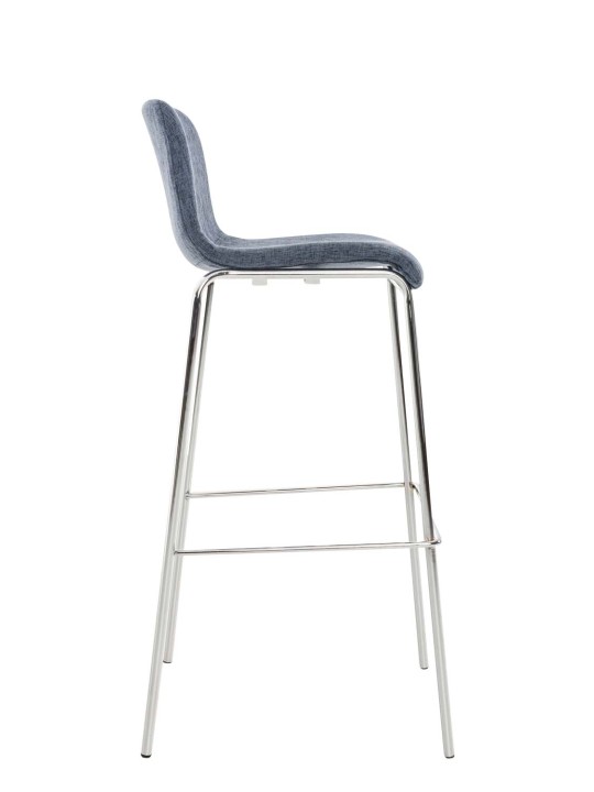 Tabouret de bar Hoover tissu 4 pieds structure chrome, bleu