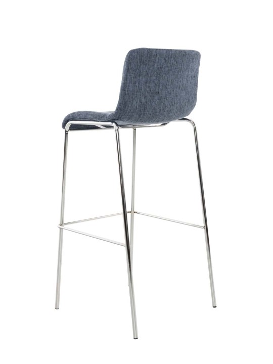 Tabouret de bar Hoover tissu 4 pieds structure chrome, bleu