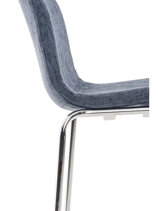 Tabouret de bar Hoover tissu 4 pieds structure chrome, bleu