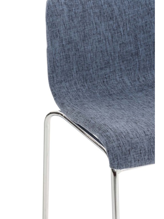 Tabouret de bar Hoover tissu 4 pieds structure chrome, bleu