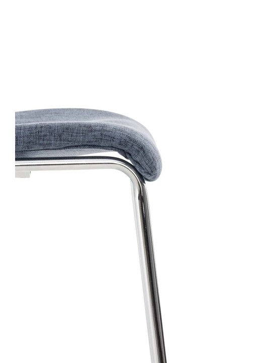 Tabouret de bar Hoover tissu 4 pieds structure chrome, bleu