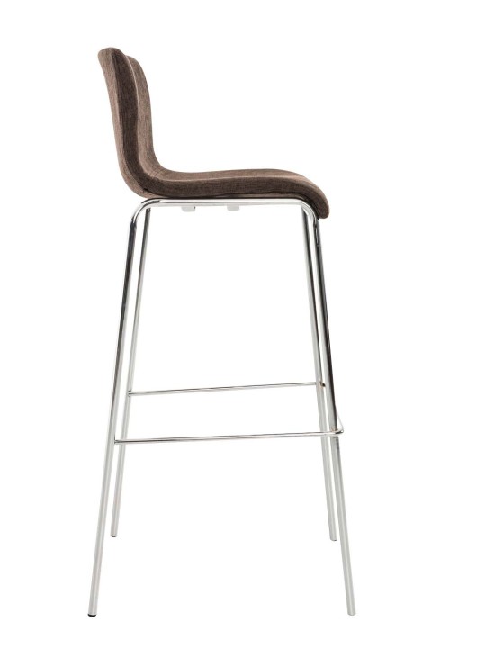Tabouret de bar Hoover tissu 4 pieds structure chrome, brun