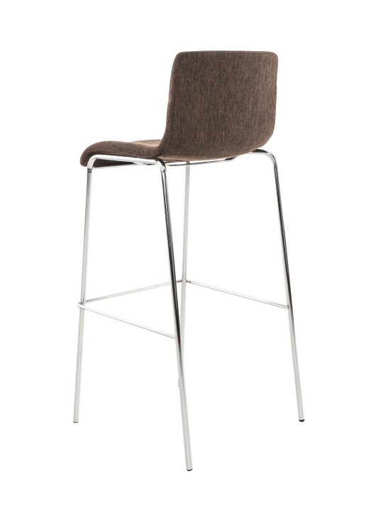 Tabouret de bar Hoover tissu 4 pieds structure chrome, brun