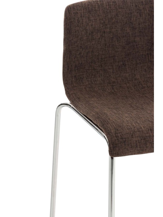 Tabouret de bar Hoover tissu 4 pieds structure chrome, brun