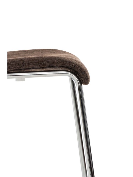 Tabouret de bar Hoover tissu 4 pieds structure chrome, brun