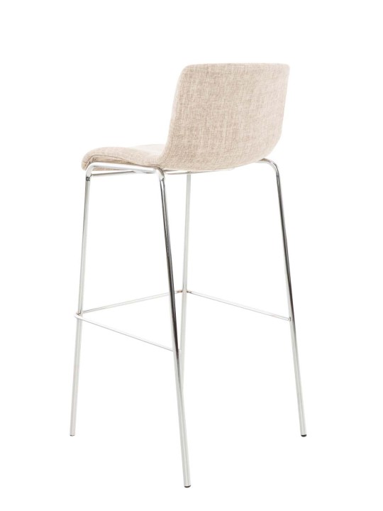 Tabouret de bar Hoover tissu 4 pieds structure chrome, crème