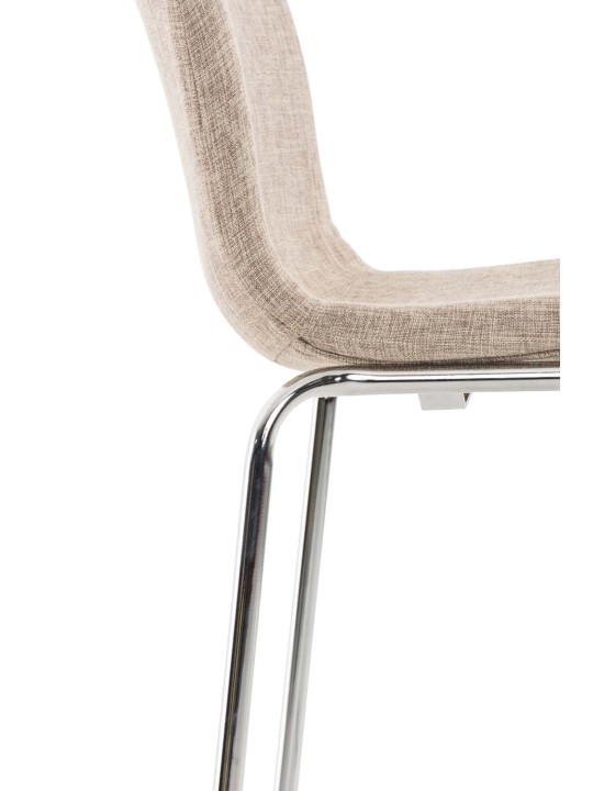 Tabouret de bar Hoover tissu 4 pieds structure chrome, crème