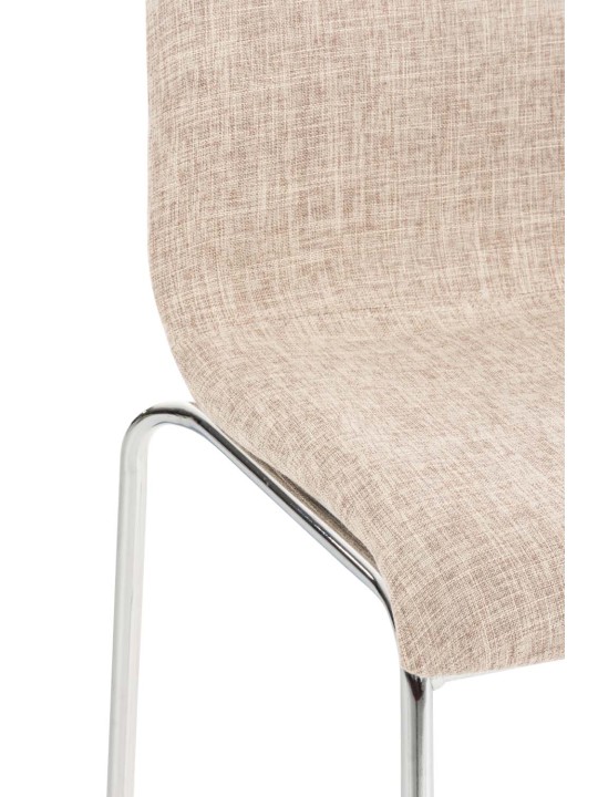 Tabouret de bar Hoover tissu 4 pieds structure chrome, crème