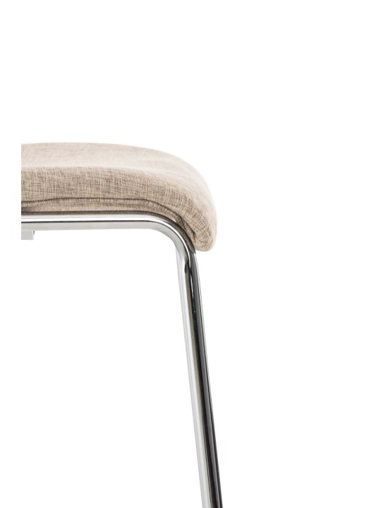 Tabouret de bar Hoover tissu 4 pieds structure chrome, crème