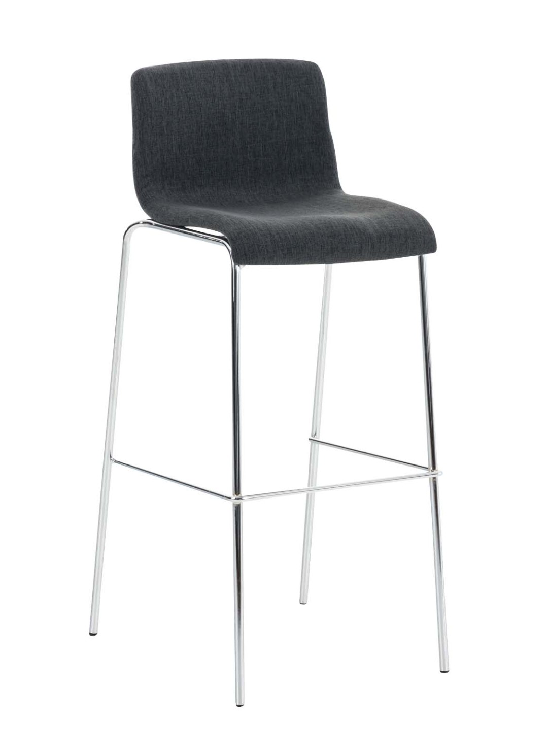 Tabouret de bar Hoover tissu 4 pieds structure chrome, gris foncé