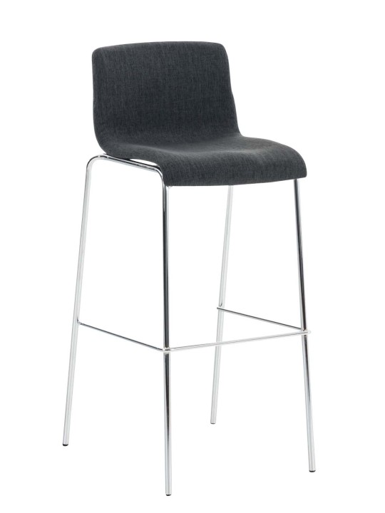 Tabouret de bar Hoover tissu 4 pieds structure chrome, gris foncé