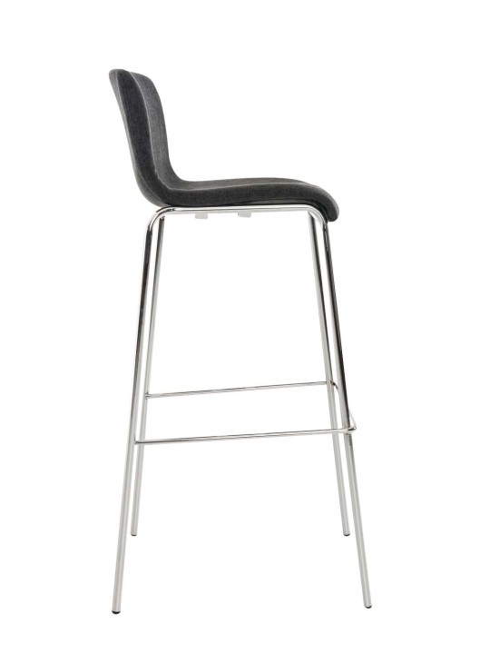 Tabouret de bar Hoover tissu 4 pieds structure chrome, gris foncé