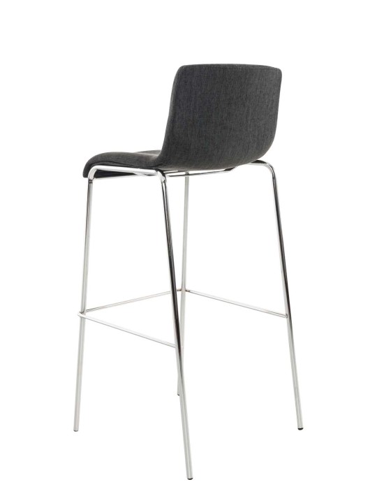 Tabouret de bar Hoover tissu 4 pieds structure chrome, gris foncé