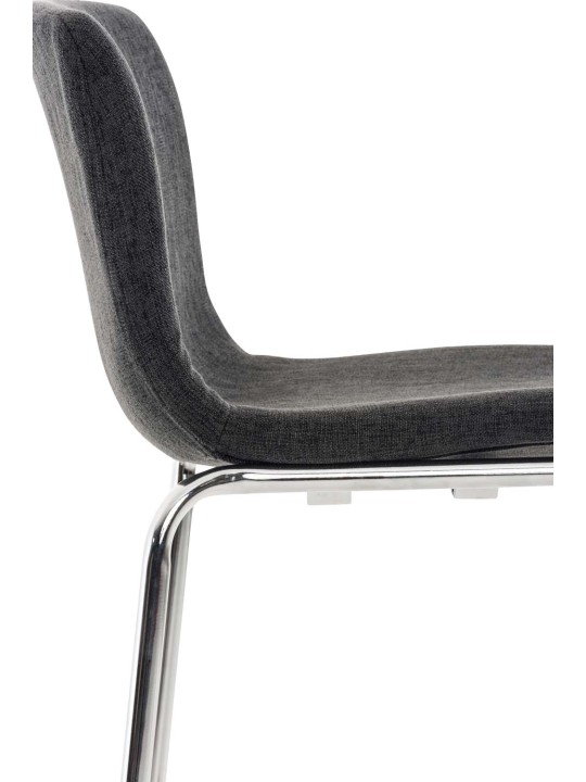 Tabouret de bar Hoover tissu 4 pieds structure chrome, gris foncé