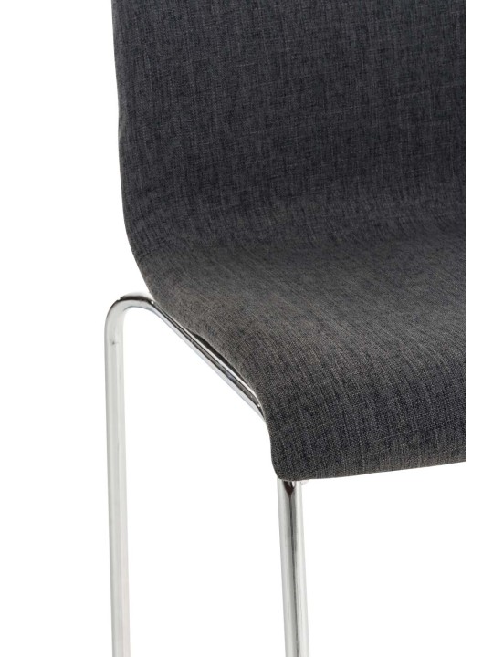 Tabouret de bar Hoover tissu 4 pieds structure chrome, gris foncé