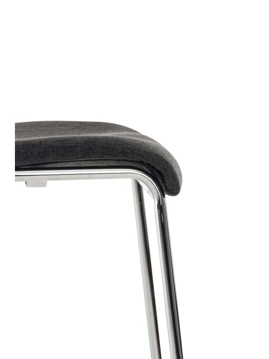 Tabouret de bar Hoover tissu 4 pieds structure chrome, gris foncé
