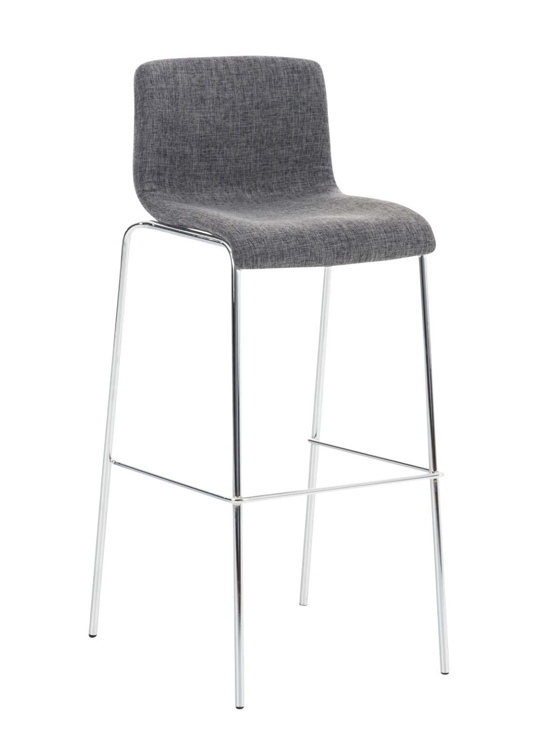 Tabouret de bar Hoover tissu 4 pieds structure chrome, gris clair