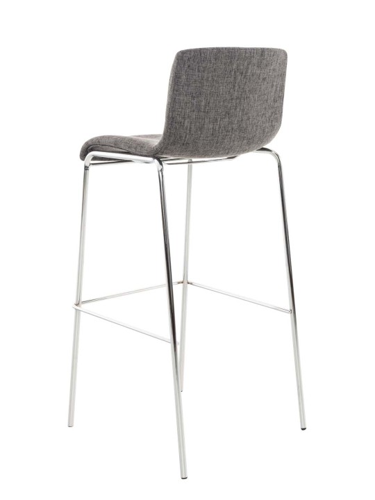 Tabouret de bar Hoover tissu 4 pieds structure chrome, gris clair