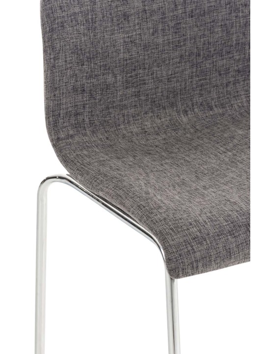 Tabouret de bar Hoover tissu 4 pieds structure chrome, gris clair