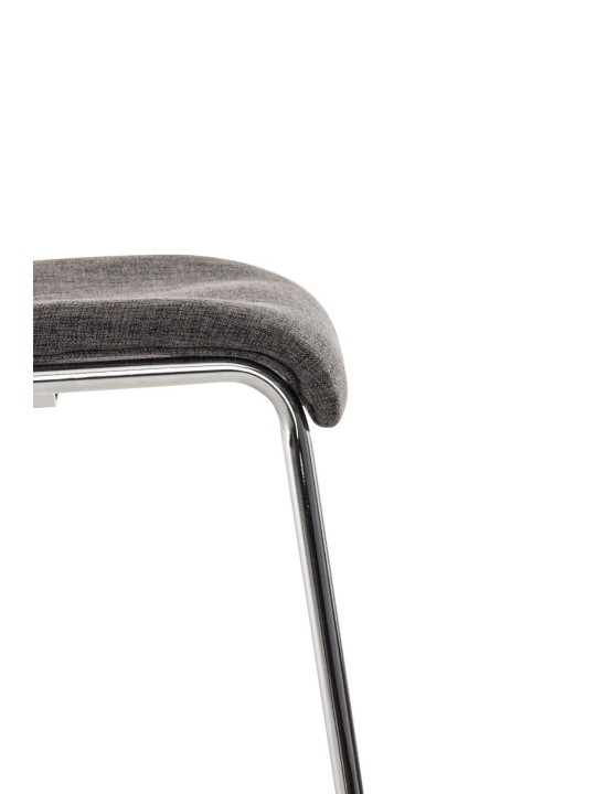 Tabouret de bar Hoover tissu 4 pieds structure chrome, gris clair