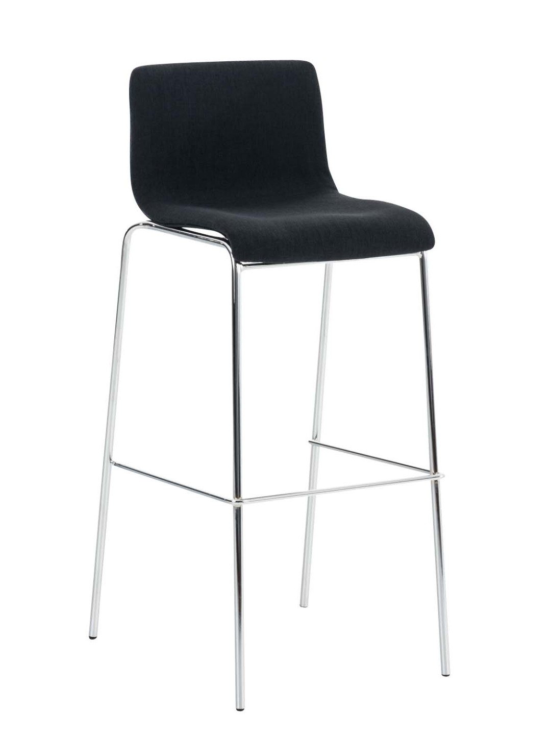 Tabouret de bar Hoover tissu 4 pieds structure chrome, noir