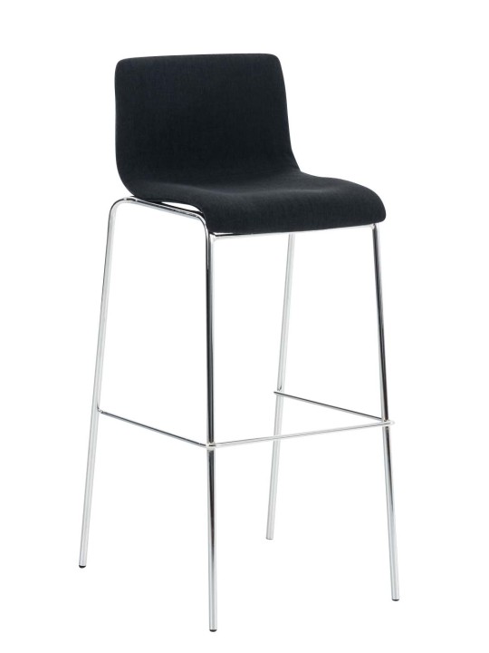 Tabouret de bar Hoover tissu 4 pieds structure chrome, noir Tabouret de bar Hoover tissu 4 pieds structure chrome, noir