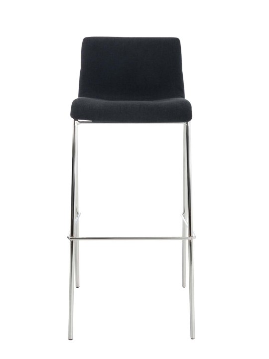 Tabouret de bar Hoover tissu 4 pieds structure chrome, noir Tabouret de bar Hoover tissu 4 pieds structure chrome, noir