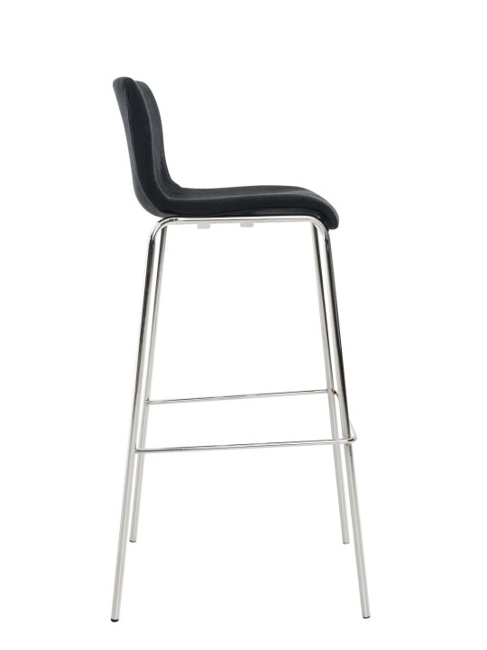 Tabouret de bar Hoover tissu 4 pieds structure chrome, noir Tabouret de bar Hoover tissu 4 pieds structure chrome, noir