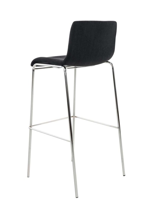 Tabouret de bar Hoover tissu 4 pieds structure chrome, noir Tabouret de bar Hoover tissu 4 pieds structure chrome, noir