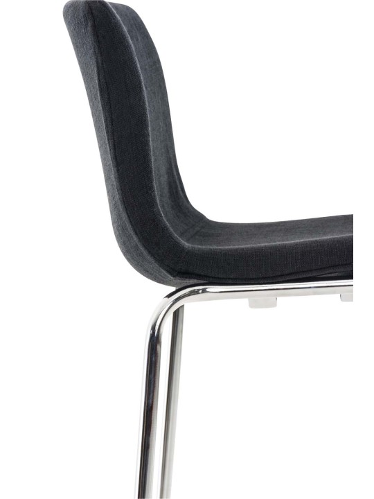 Tabouret de bar Hoover tissu 4 pieds structure chrome, noir Tabouret de bar Hoover tissu 4 pieds structure chrome, noir