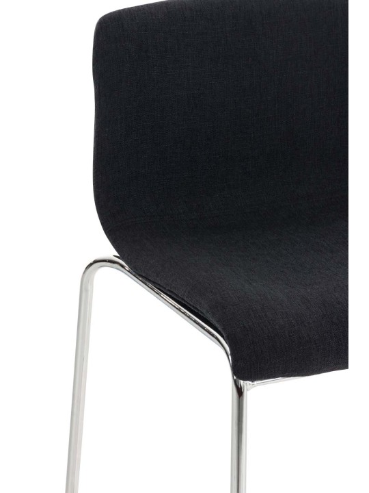 Tabouret de bar Hoover tissu 4 pieds structure chrome, noir Tabouret de bar Hoover tissu 4 pieds structure chrome, noir