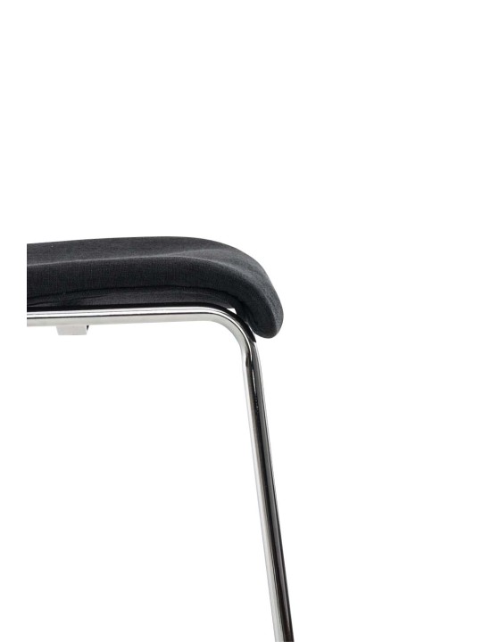 Tabouret de bar Hoover tissu 4 pieds structure chrome, noir Tabouret de bar Hoover tissu 4 pieds structure chrome, noir
