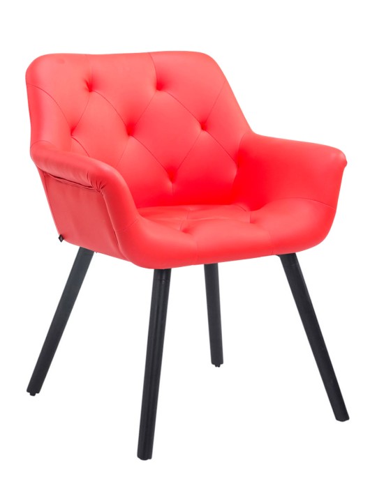 Chaise visiteur Cassidy simili cuir, rouge