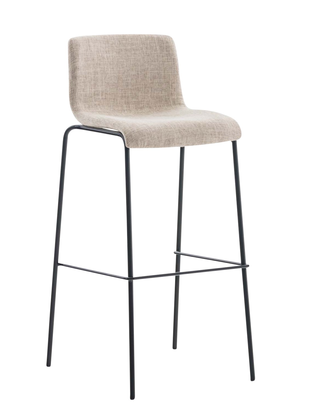 Tabouret de bar Hoover en tissu structure 4 pieds, crème