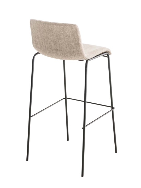 Tabouret de bar Hoover en tissu structure 4 pieds, crème