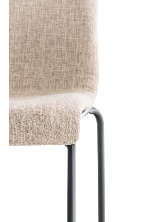 Tabouret de bar Hoover en tissu structure 4 pieds, crème