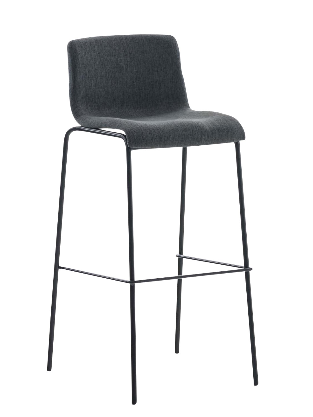 Tabouret de bar Hoover en tissu structure 4 pieds, gris foncé