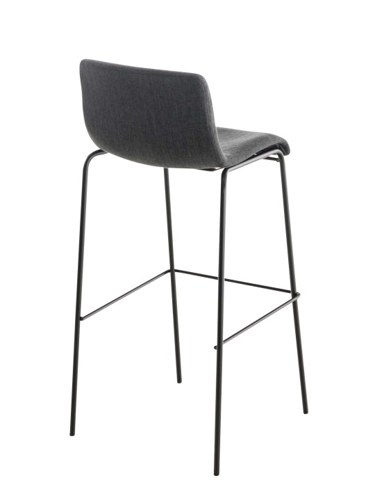 Tabouret de bar Hoover en tissu structure 4 pieds, gris foncé
