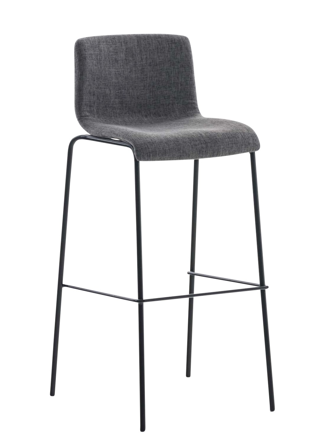 Tabouret de bar Hoover en tissu structure 4 pieds, gris clair
