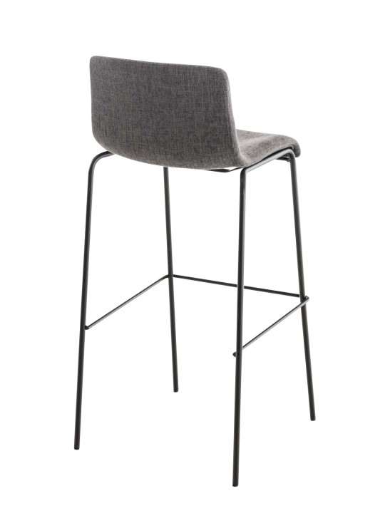 Tabouret de bar Hoover en tissu structure 4 pieds, gris clair