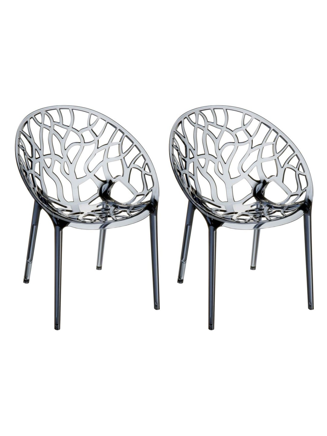 JEU de 2 chaises empilables CRYSTAL, gris