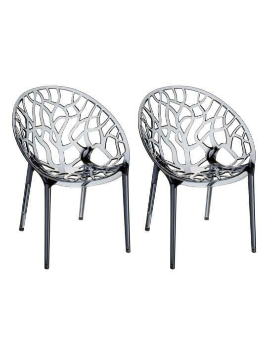 JEU de 2 chaises empilables CRYSTAL, gris