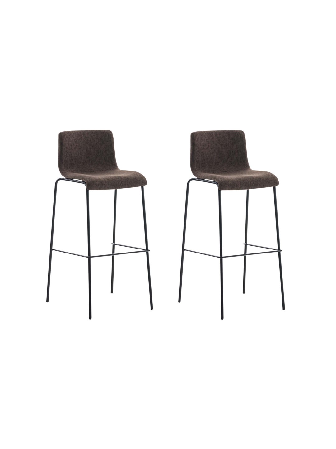 Lot de 2 tabourets de bar Hoover tissu structure 4 pieds, brun