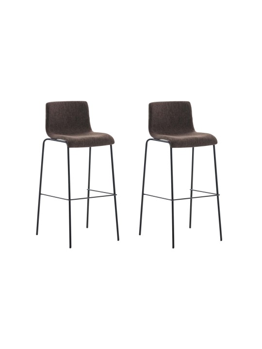Lot de 2 tabourets de bar Hoover tissu structure 4 pieds, brun